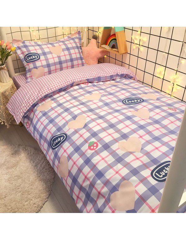 Factory Wholesale Student Dormitory 3-piece set, single cotton 4-piece set, cotton quilt cover, simple bed sheet, one for distribution