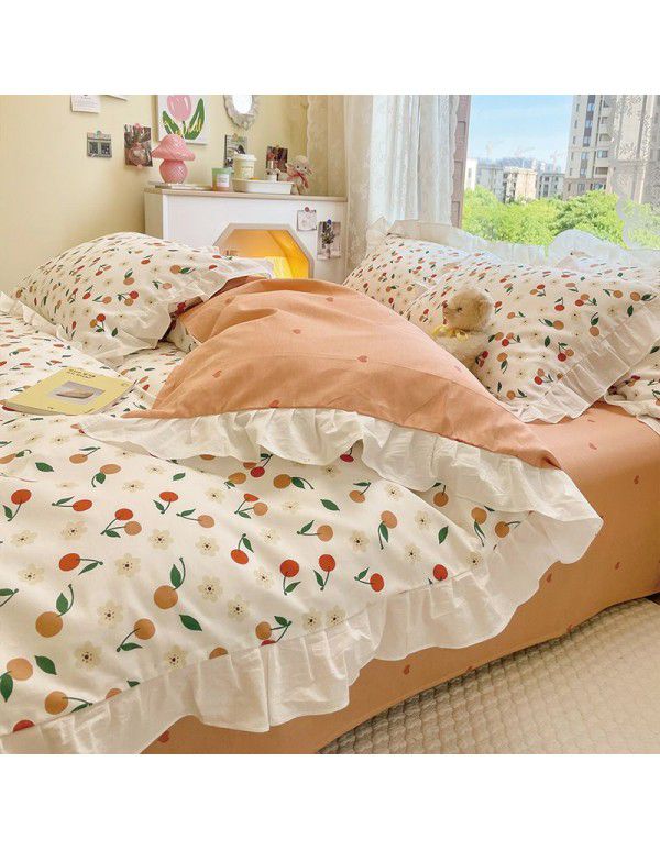 Wholesale of all cotton 60 thread cotton four piece bed sheets Nantong Xinjiang cotton bed sheet and quilt cover three piece student dormitory