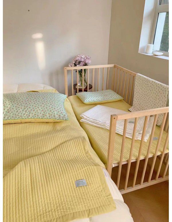 Foreign trade parent-child net red bed cover three piece set simple straight Korean ins cotton clip slip solid color cotton bed sheet