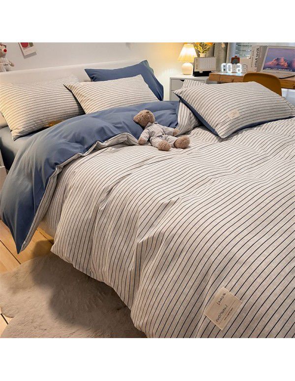 Manufacturer wholesale four piece sets of washable cotton bed sheets, quilt sets, single bed products, student dormitory bed sheets, three piece sets