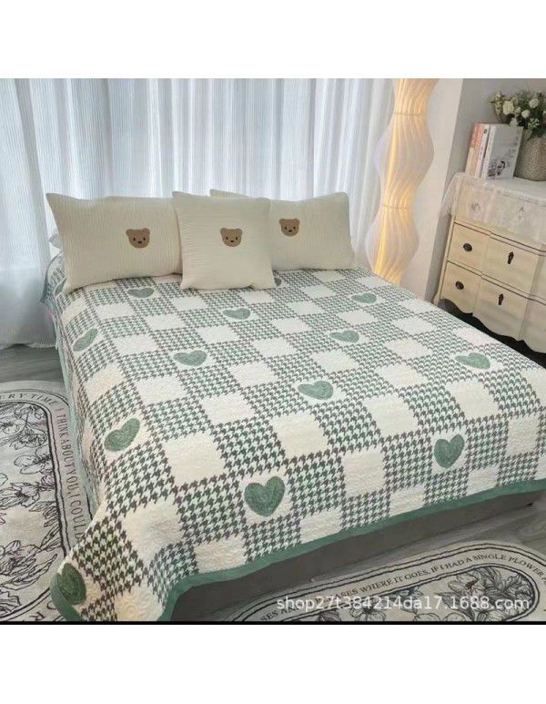 New Milk Pile Bed Cover Three piece Student Dormitory Mattress Blanket Multi functional Non slip Cushion Right Angle Tatami