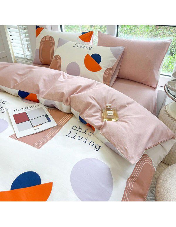 New 40 Thread Count Thickened Cotton Four Piece Single Twin Student Dormitory Bedding Sheet All Cotton Three Piece Bedding