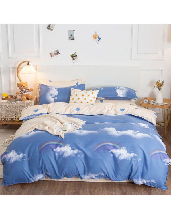 Wholesale fashion household goods Aloe cotton 4-piece bed sheet, brushed cross-border home textile 3-piece set, issued on behalf