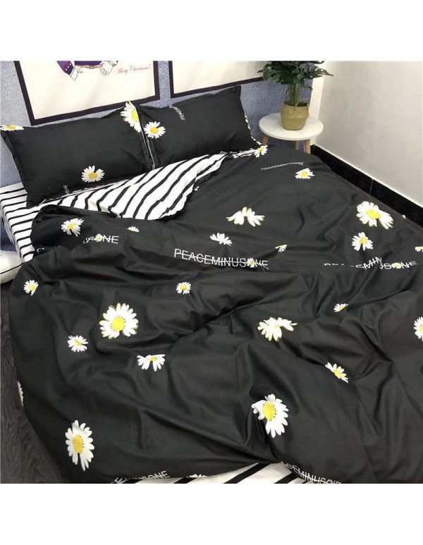Ins Simple Nordic Gentleman Men's Grey Duvet Cover Four Piece Bedding Set Student Dormitory Bed Sheet Three Piece Set