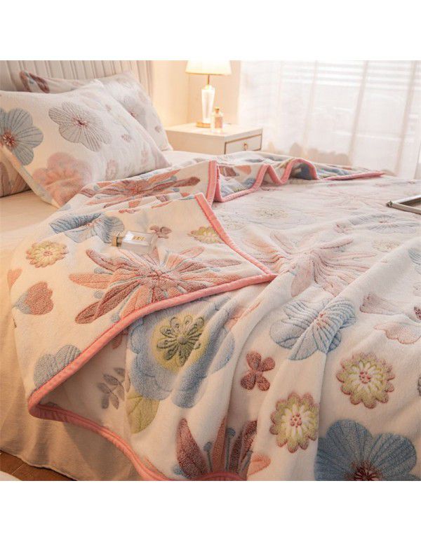 Winter thickened plush bed sheet single piece milk crystal coral flannel flannel quilt sheet cover cushion dual-use