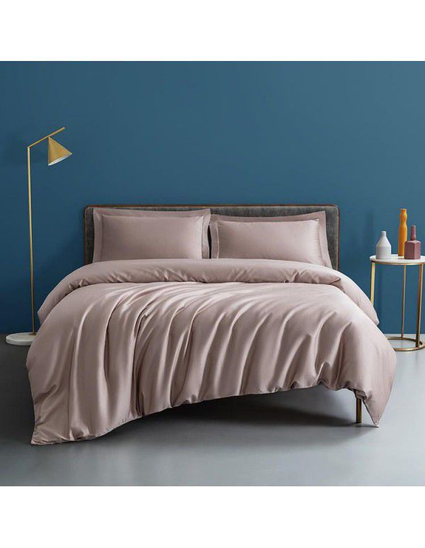 One piece of 100 thread satin pure cotton four piece set of all cotton sheet plain color fitted sheet pony cotton quilt cover