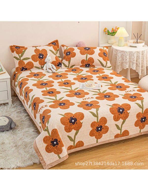 New Milk Pile Bed Cover Three piece Student Dormitory Mattress Blanket Multi functional Non slip Cushion Right Angle Tatami