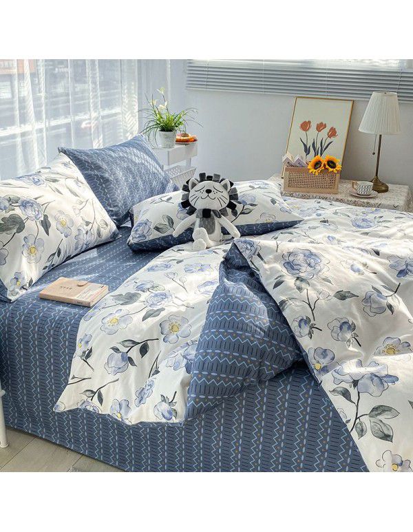 [Super factory] Manufacturer wholesale 2022 pure cotton four piece set Xiains style cotton skin friendly sheet four piece set