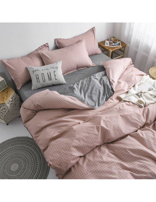 Thickened brushed four piece set single student dormitory three piece set simple bed sheet quilt cover gift bedding wholesale
