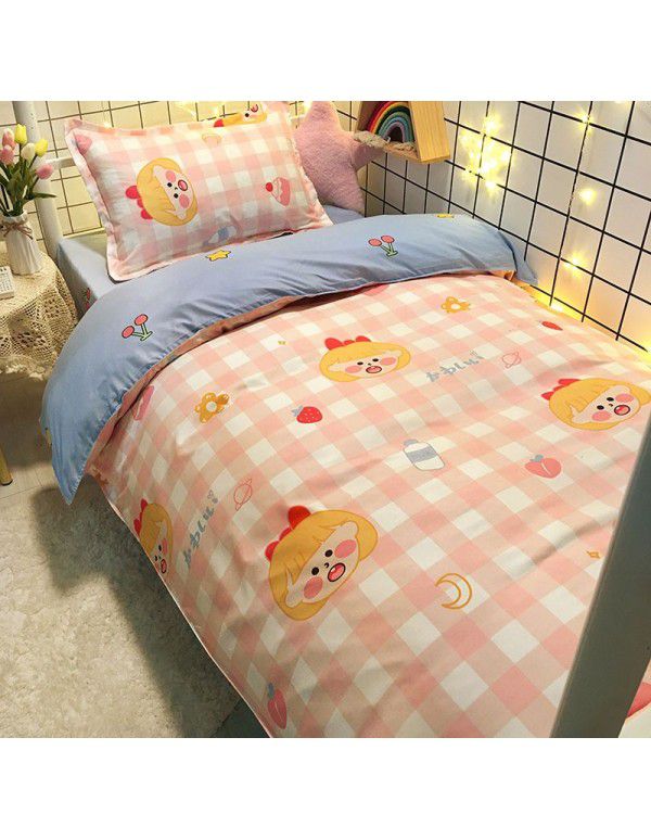 Factory Wholesale Student Dormitory 3-piece set, single cotton 4-piece set, cotton quilt cover, simple bed sheet, one for distribution