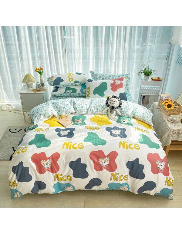 [Super factory] Manufacturer wholesale 2022 pure cotton four piece set Xiains style cotton skin friendly sheet four piece set