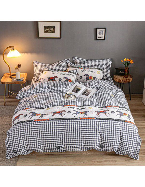 Wholesale thickened and brushed four piece sets of student dormitory three piece sets of spring, autumn and winter single sheets, quilt covers and bedding