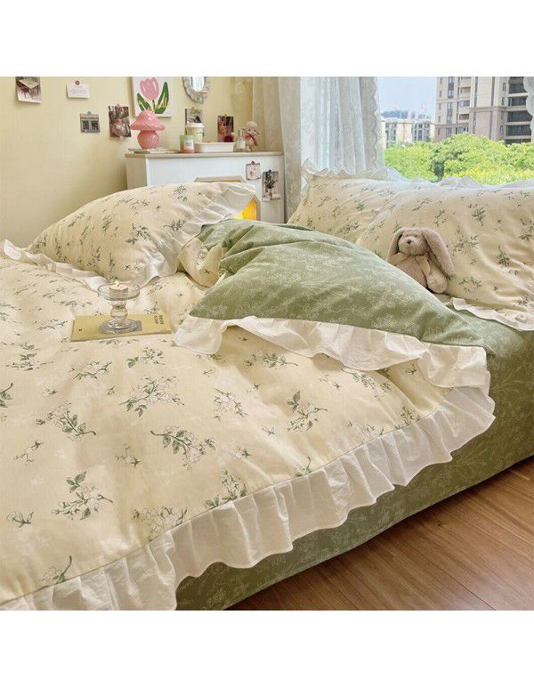Wholesale of all cotton 60 thread cotton four piece bed sheets Nantong Xinjiang cotton bed sheet and quilt cover three piece student dormitory