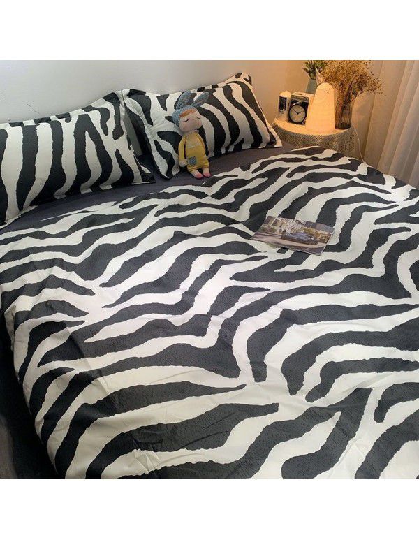 Ins Simple Nordic Gentleman Men's Grey Duvet Cover Four Piece Bedding Set Student Dormitory Bed Sheet Three Piece Set