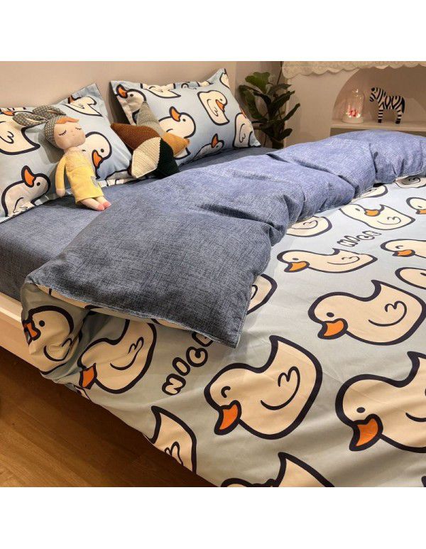 Nordic Black and White Panda Cow Cartoon 4-Piece Duvet Cover Bedding Sheet 3-Piece Dormitory