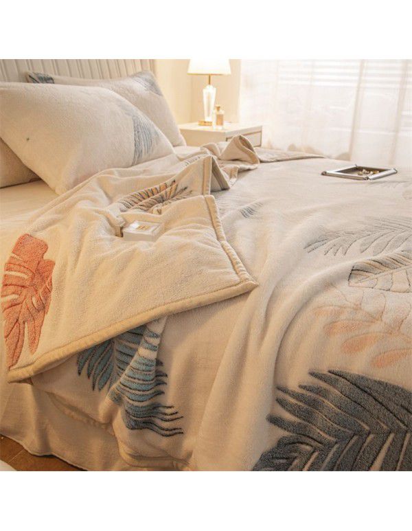 Winter thickened plush bed sheet single piece milk crystal coral flannel flannel quilt sheet cover cushion dual-use