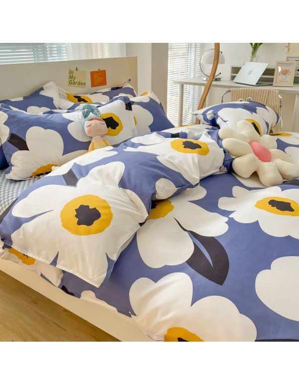 Thickened brushed four piece set single student dormitory three piece set simple bed sheet quilt cover gift bedding wholesale