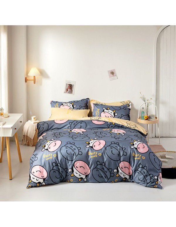 Wholesale fashion household goods Aloe cotton 4-piece bed sheet, brushed cross-border home textile 3-piece set, issued on behalf