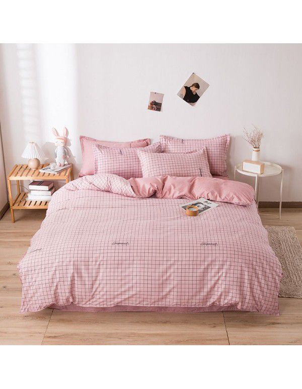 Thickened brushed four piece set single student dormitory three piece set simple bed sheet quilt cover gift bedding wholesale