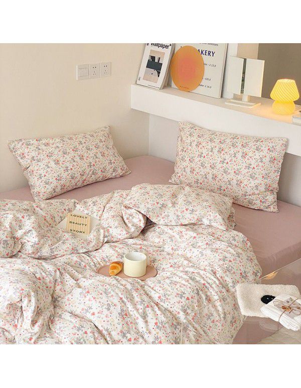 Live broadcast agent ins small fresh four piece pure cotton cotton 40 small flower single double bed single set wholesale