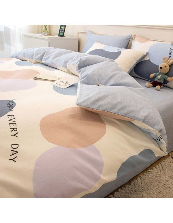 New 40 Thread Count Thickened Cotton Four Piece Single Twin Student Dormitory Bedding Sheet All Cotton Three Piece Bedding