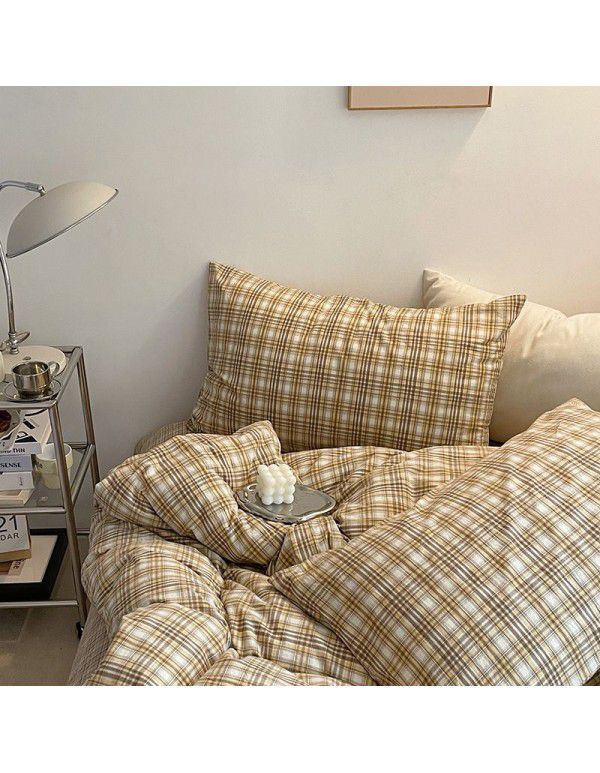 Wuji Class A pure cotton four piece single double bed household quilt cover sheet 100% cotton washable cotton fine fitted sheet set