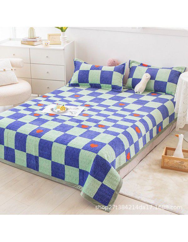 New Milk Pile Bed Cover Three piece Student Dormitory Mattress Blanket Multi functional Non slip Cushion Right Angle Tatami