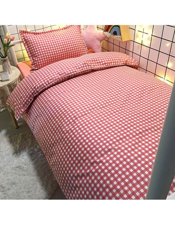 Factory Wholesale Student Dormitory 3-piece set, single cotton 4-piece set, cotton quilt cover, simple bed sheet, one for distribution
