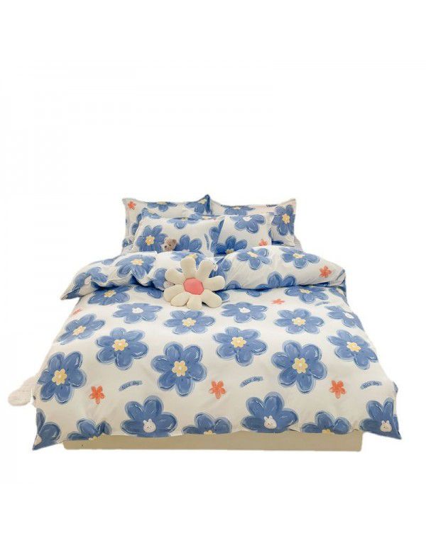 Thickened brushed four piece set single student dormitory three piece set simple bed sheet quilt cover gift bedding wholesale