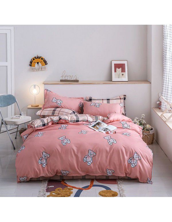 Wholesale fashion household goods Aloe cotton 4-piece bed sheet, brushed cross-border home textile 3-piece set, issued on behalf