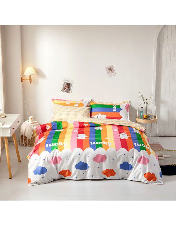 Wholesale fashion household goods Aloe cotton 4-piece bed sheet, brushed cross-border home textile 3-piece set, issued on behalf
