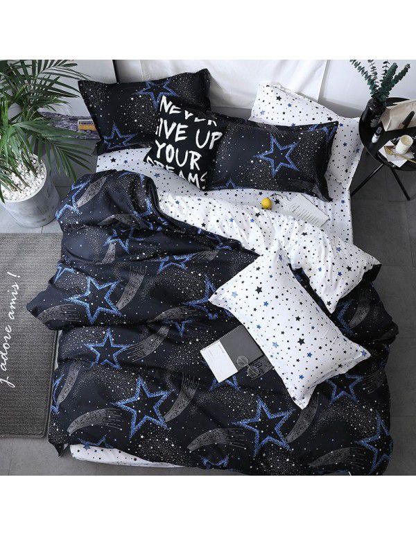Wholesale fashion household goods Aloe cotton 4-piece bed sheet, brushed cross-border home textile 3-piece set, issued on behalf