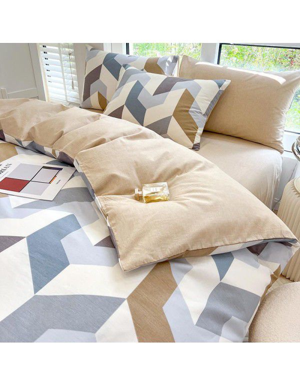 New 40 Thread Count Thickened Cotton Four Piece Single Twin Student Dormitory Bedding Sheet All Cotton Three Piece Bedding
