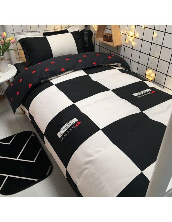 Factory Wholesale Student Dormitory 3-piece set, single cotton 4-piece set, cotton quilt cover, simple bed sheet, one for distribution