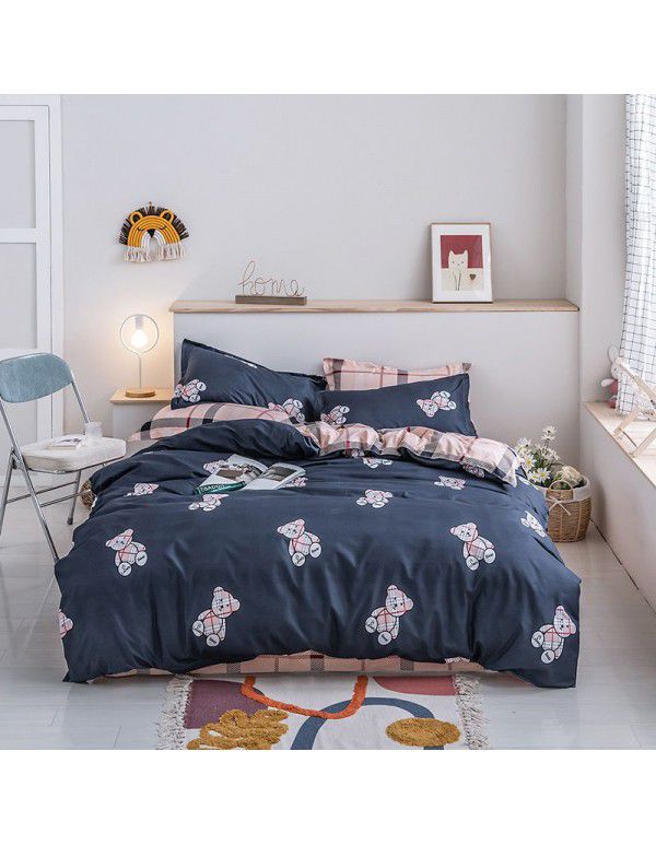 Wholesale fashion household goods Aloe cotton 4-piece bed sheet, brushed cross-border home textile 3-piece set, issued on behalf