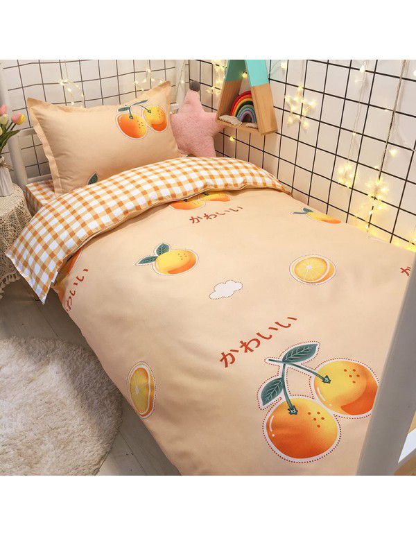 Factory Wholesale Student Dormitory 3-piece set, single cotton 4-piece set, cotton quilt cover, simple bed sheet, one for distribution