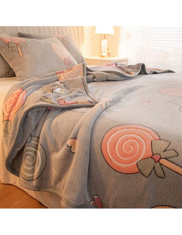 Winter thickened plush bed sheet single piece milk crystal coral flannel flannel quilt sheet cover cushion dual-use