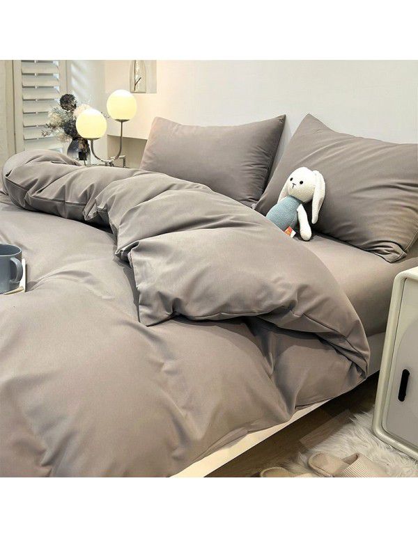 Manufacturer's direct sales of four piece plain bed quilt cover, bed sheet, fitted sheet, three piece single student dormitory