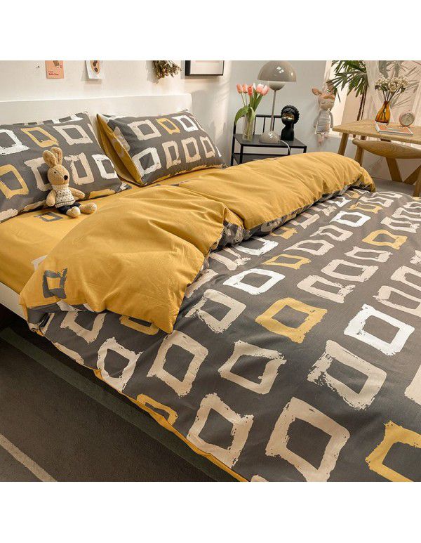 New 40 Thread Count Thickened Cotton Four Piece Single Twin Student Dormitory Bedding Sheet All Cotton Three Piece Bedding