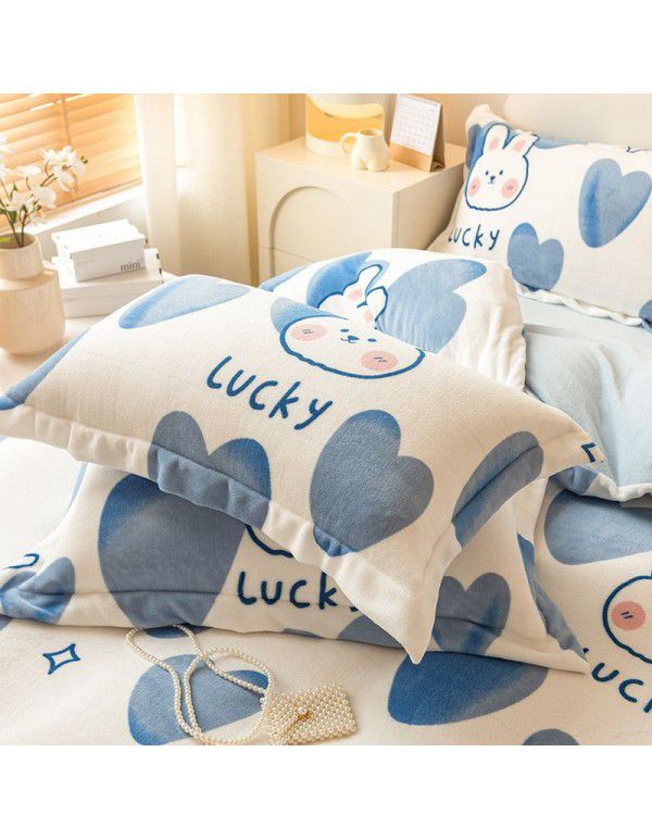 Winter four piece milk velvet thickened warm small fresh flannel quilt cover bedspread bedding live wholesale