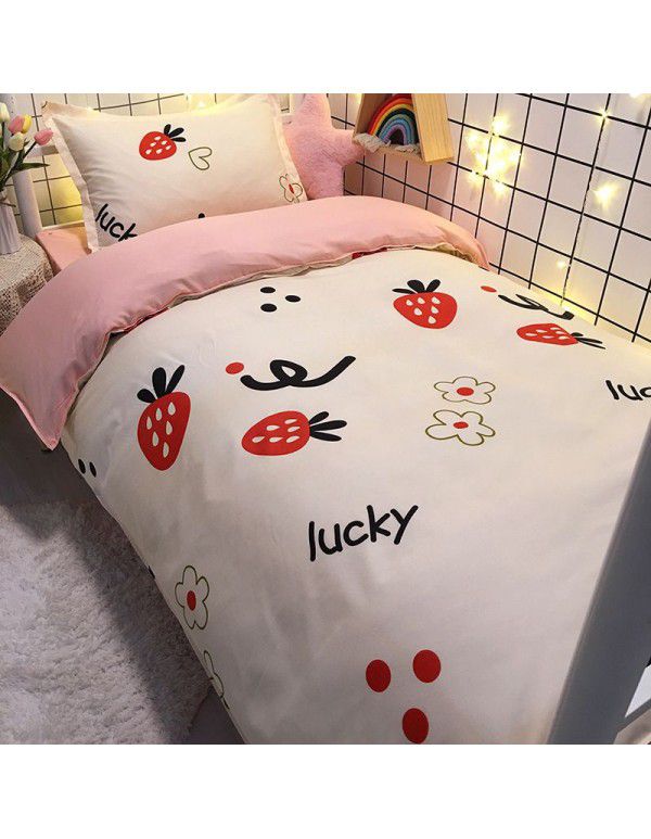 Factory Wholesale Student Dormitory 3-piece set, single cotton 4-piece set, cotton quilt cover, simple bed sheet, one for distribution
