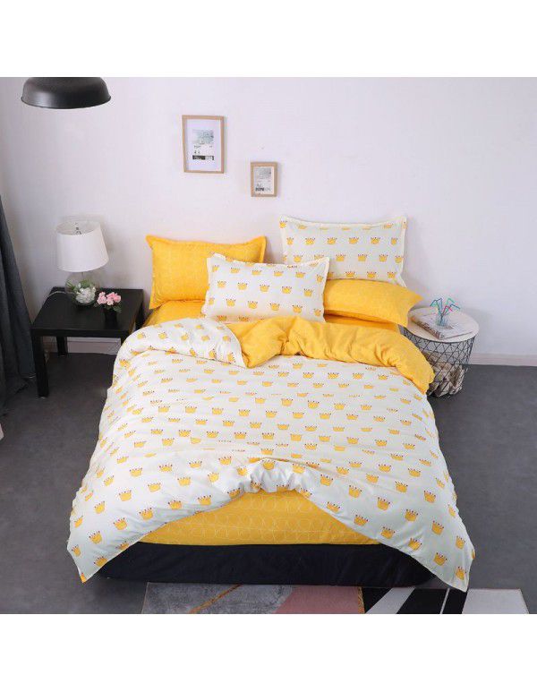 Wholesale thickened and brushed four piece sets of student dormitory three piece sets of spring, autumn and winter single sheets, quilt covers and bedding
