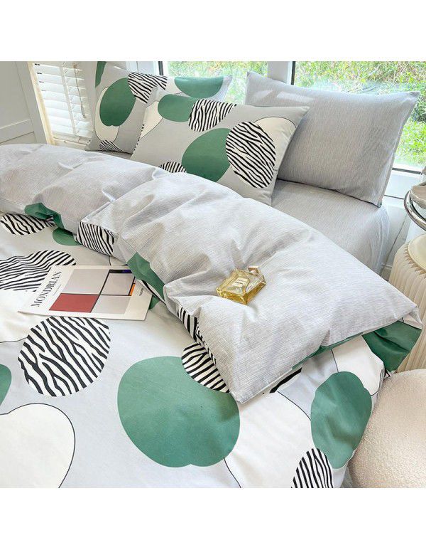 New 40 Thread Count Thickened Cotton Four Piece Single Twin Student Dormitory Bedding Sheet All Cotton Three Piece Bedding