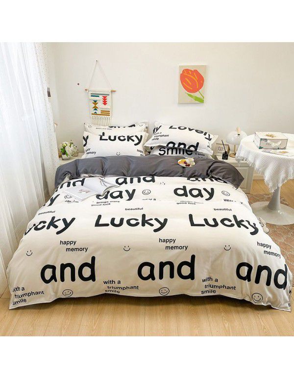 Thickened brushed four piece set single student dormitory three piece set simple bed sheet quilt cover gift bedding wholesale