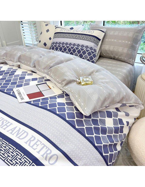 New 40 Thread Count Thickened Cotton Four Piece Single Twin Student Dormitory Bedding Sheet All Cotton Three Piece Bedding
