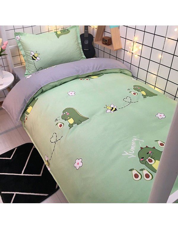 Factory Wholesale Student Dormitory 3-piece set, single cotton 4-piece set, cotton quilt cover, simple bed sheet, one for distribution