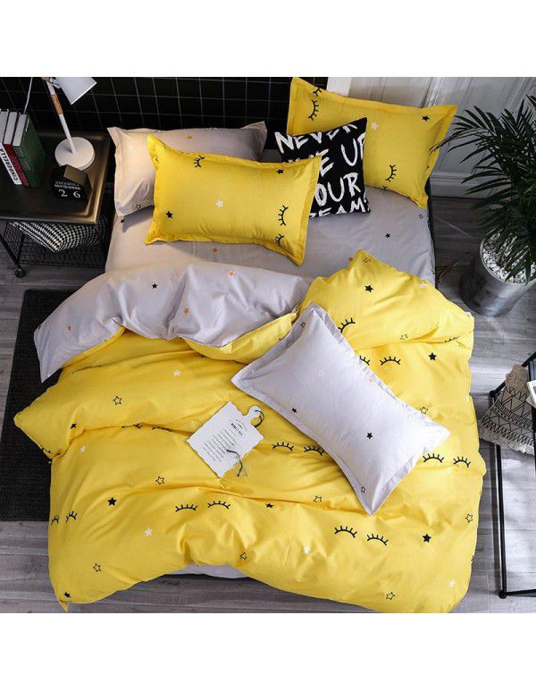 Wholesale fashion household goods Aloe cotton 4-piece bed sheet, brushed cross-border home textile 3-piece set, issued on behalf