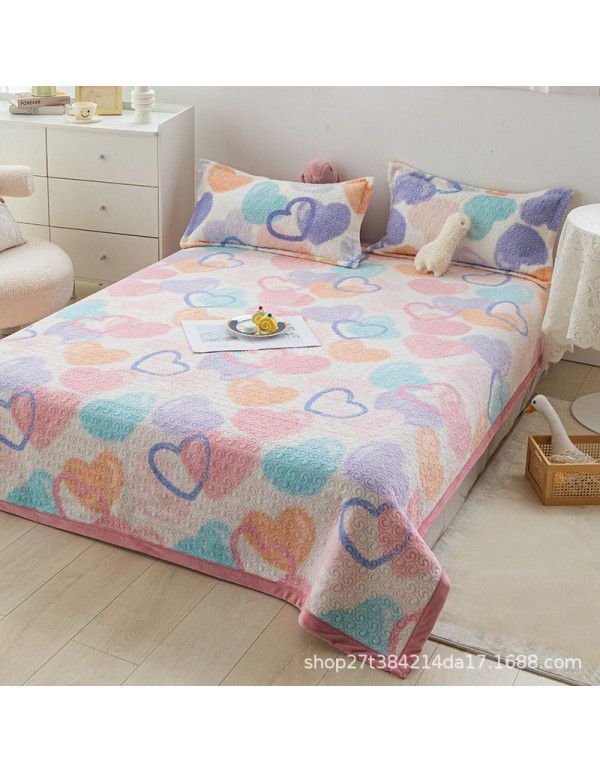 New Milk Pile Bed Cover Three piece Student Dormitory Mattress Blanket Multi functional Non slip Cushion Right Angle Tatami