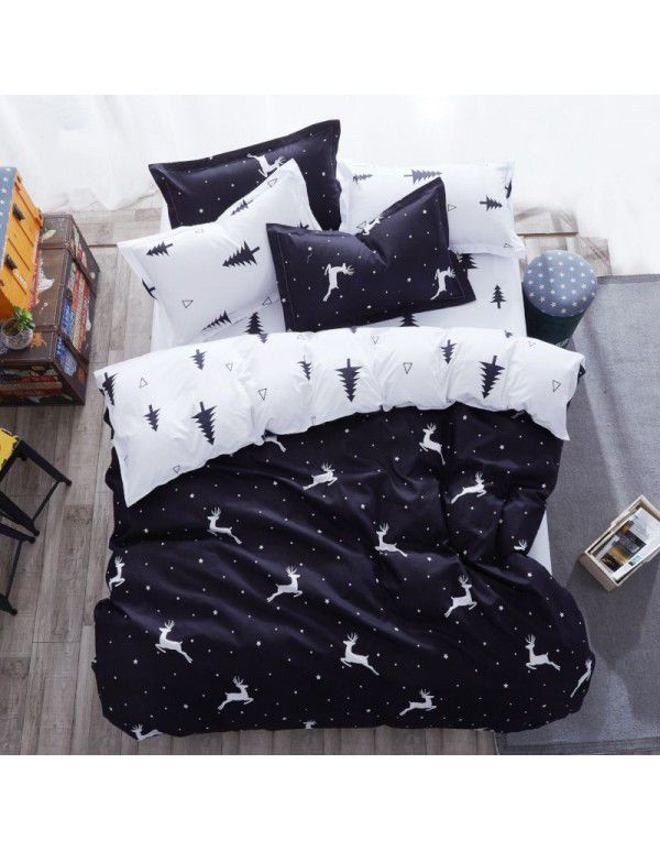 Wholesale fashion household goods Aloe cotton 4-piece bed sheet, brushed cross-border home textile 3-piece set, issued on behalf