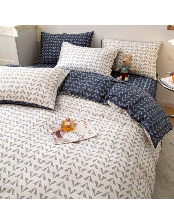 New 40 Thread Count Thickened Cotton Four Piece Single Twin Student Dormitory Bedding Sheet All Cotton Three Piece Bedding
